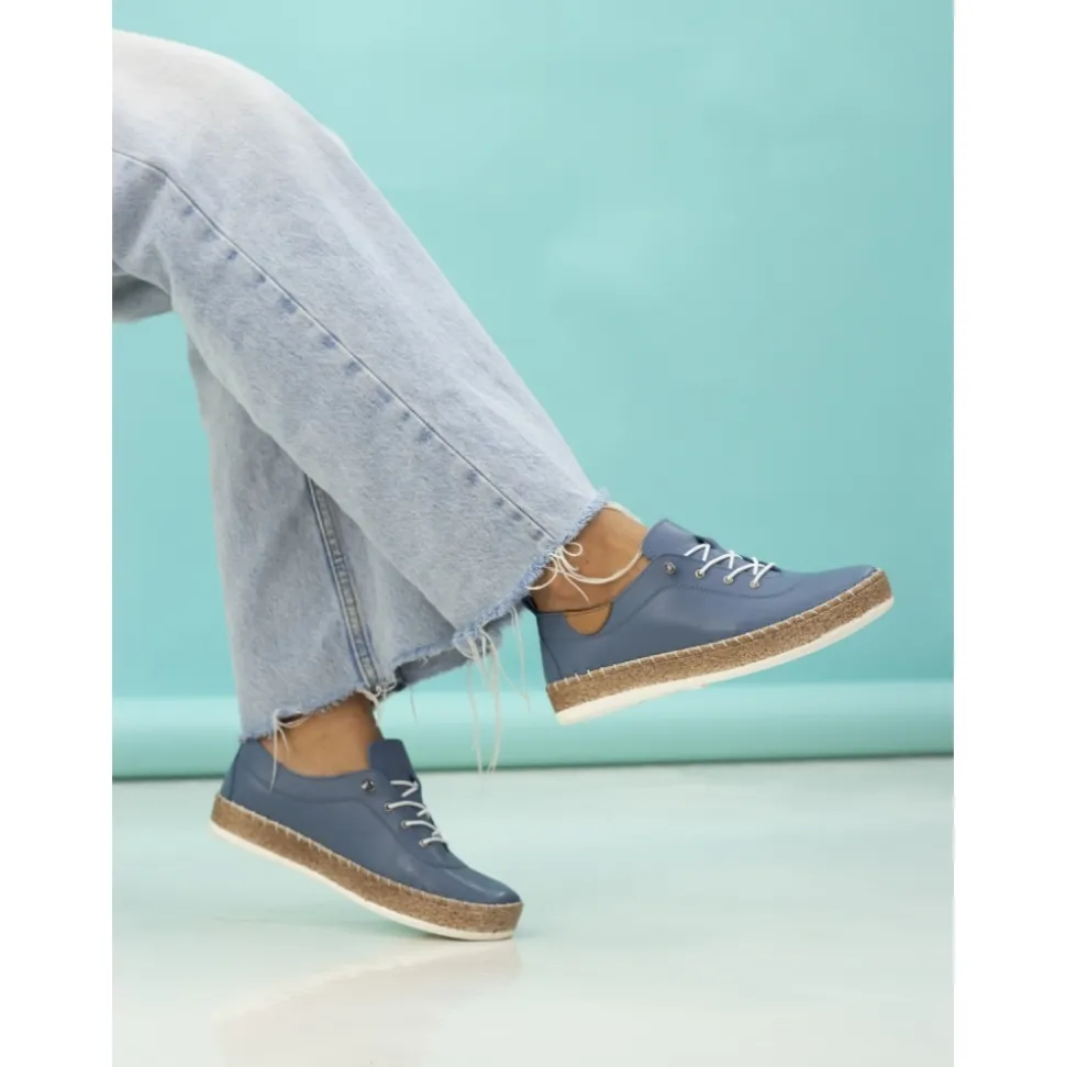 Lunar Shoes Halbschuhe | Flache Schuhe*Evie Mittelblaue Leder-Plimsolls