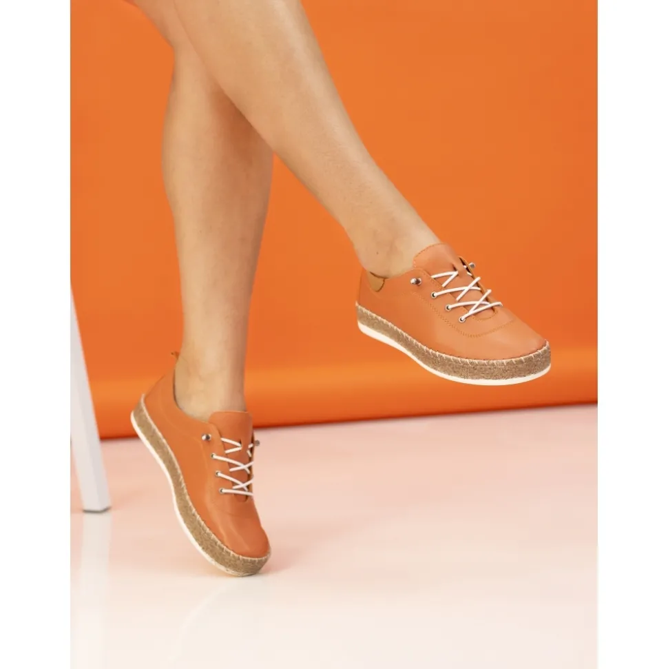 Lunar Shoes Halbschuhe | Flache Schuhe*Evie Orange Leder-Plimsoll