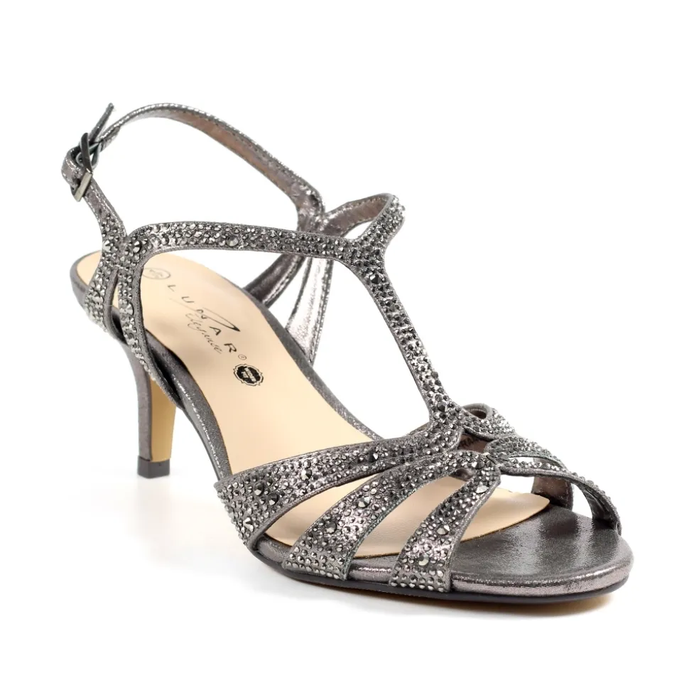 Lunar Shoes Schuhe Und Dazu Passende Taschen | Absätze*Francie – Zinnfarbene Sandale Mit Edelsteinen In Weiter Passform