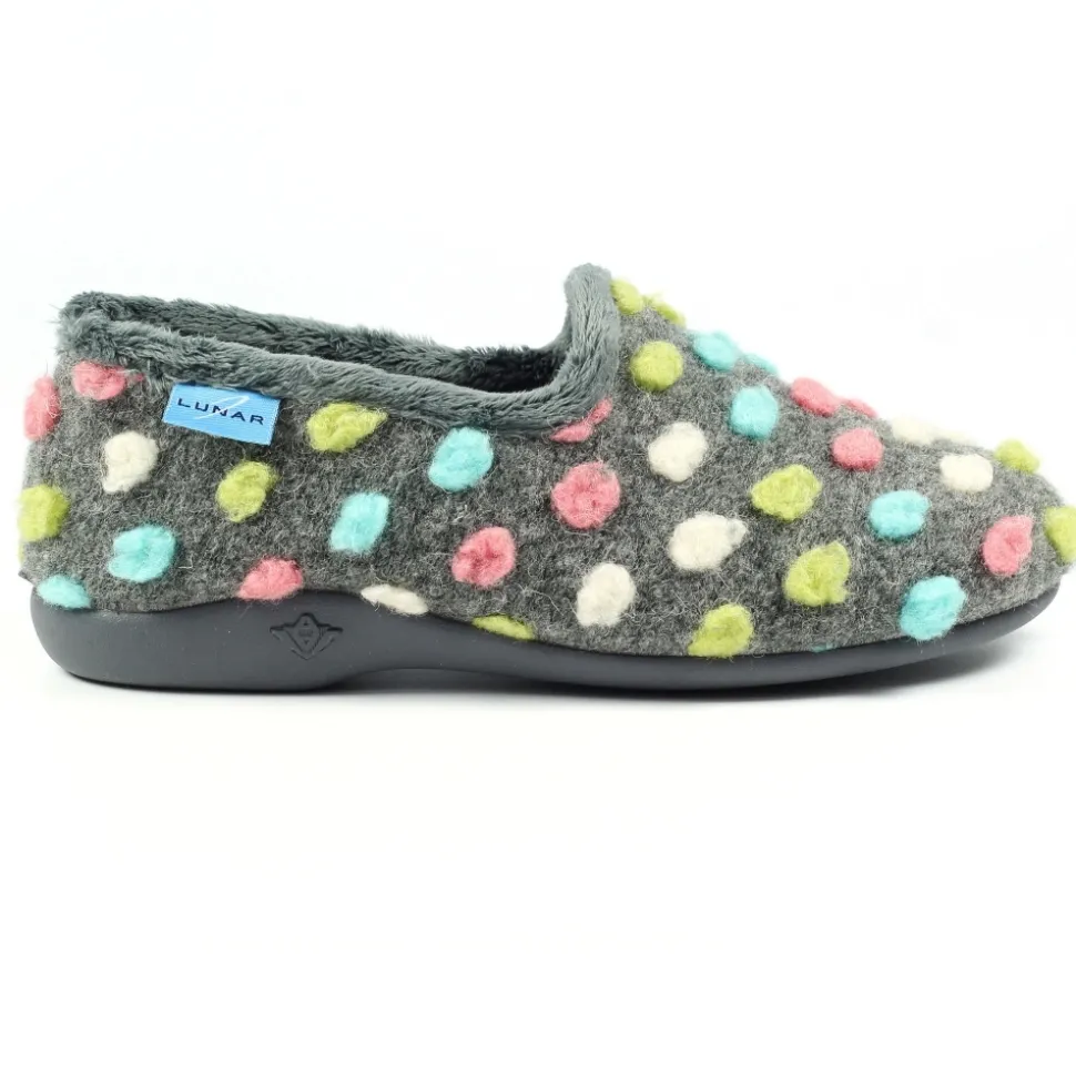 Lunar Shoes Pantoffel | Hausschuh*Helix Grau Gepunkteter Slipper