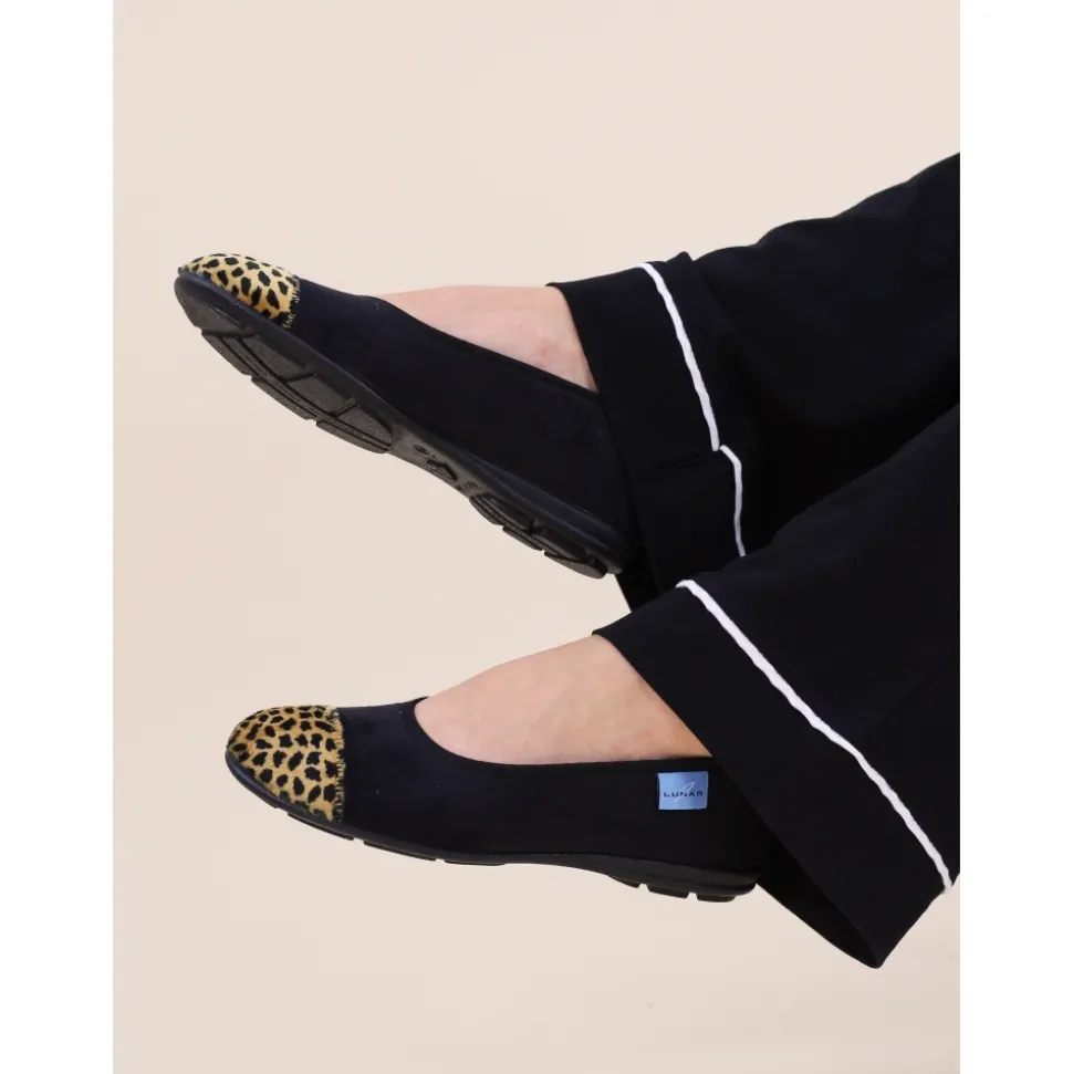 Lunar Shoes Pantoffel | Hausschuh*Jessie Schwarzer Pumps-Slipper Mit Leopardenmuster