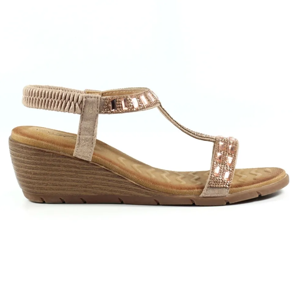 Lunar Shoes Elastisch | T-steg*Macie – Keilsandalette In Roségold