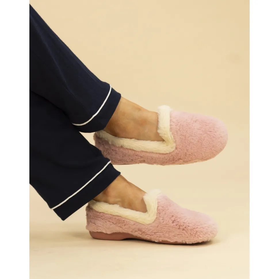 Lunar Shoes Hausschuh*Pinker Slipper mit Fellbesatz von Shake