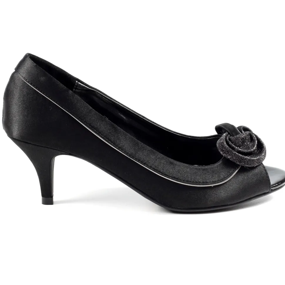 Lunar Shoes Schuhe Und Dazu Passende Taschen | Pumps*Ripley Peeptoe Aus Schwarzem Satin