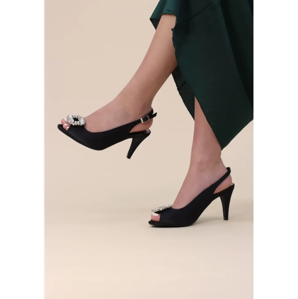 Lunar Shoes Schuhe Und Dazu Passende Taschen | Peep Toe*Schwarze Slingback-Pumps „Venice“ Mit Peeptoe